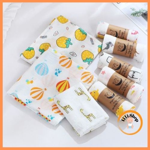 Khăn tắm cho bé, khăn tắm xô bé sơ sinh Muslin đa năng khổ 110x120 cm 100% cotton siêu mềm mại