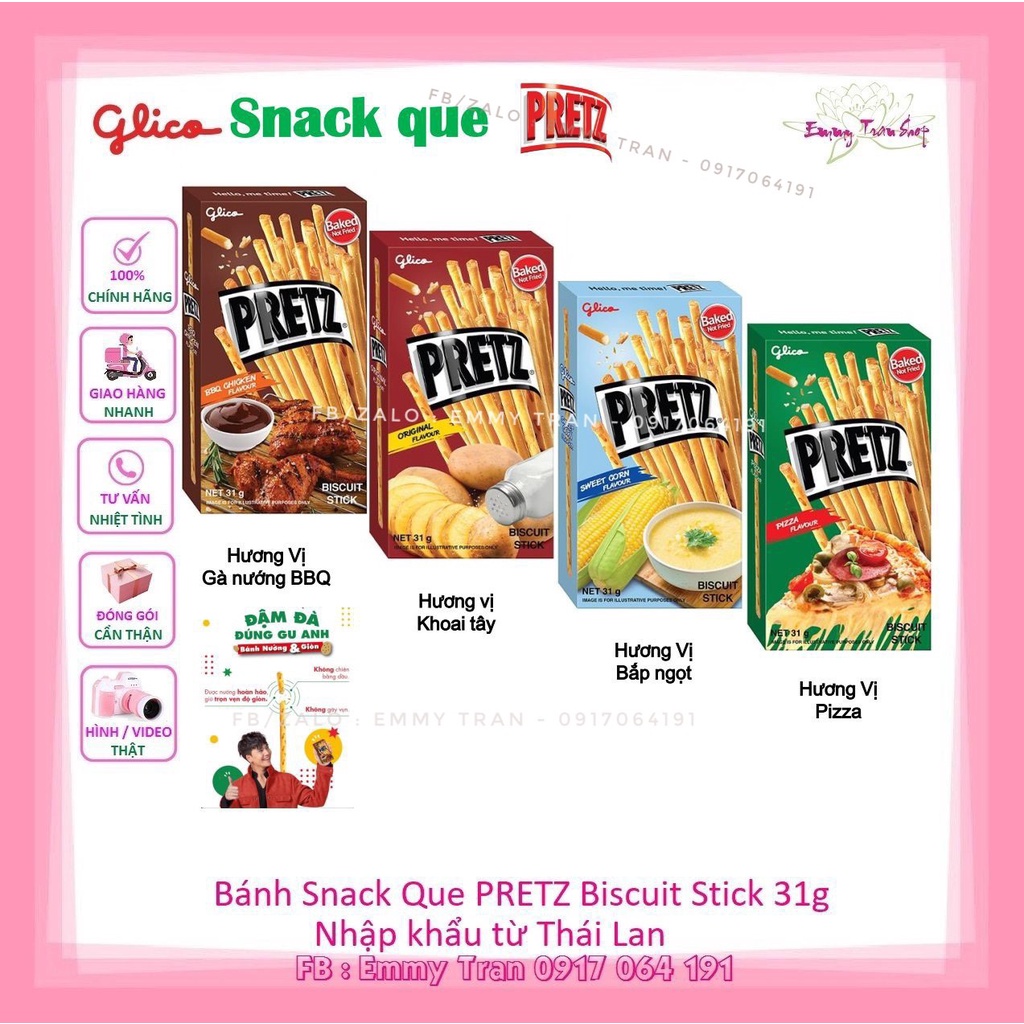 Bánh Snack Que Glico Pretz Biscuit Stick 31g Có 4 Vị Lựa Chọn - Nhập Khẩu Từ Thái Lan