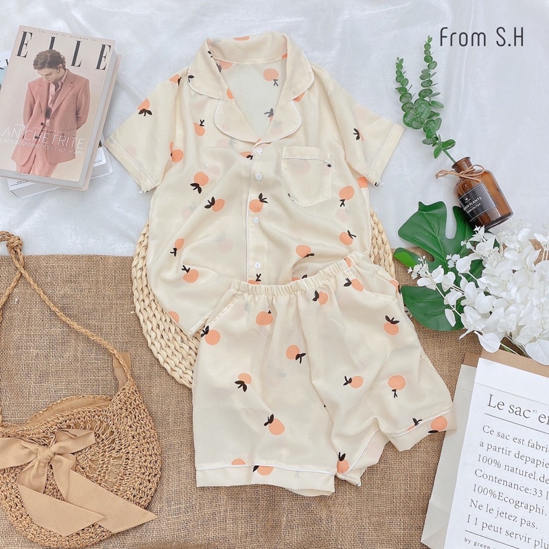 Sale  Pijama xốp đũi Hàn quần đui hoạ tiết xinh xắn. Bộ ngủ nữ hoạt hình dễ thương