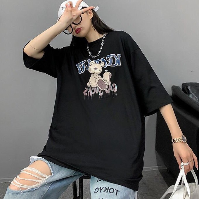 Áo thun tay lỡ form rộng - phông nam nữ cotton oversize - T shirt gấu Teddy - 2N Unisex