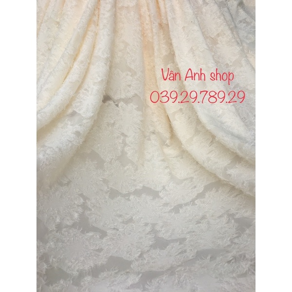 Vải organza Hoa xinh màu be