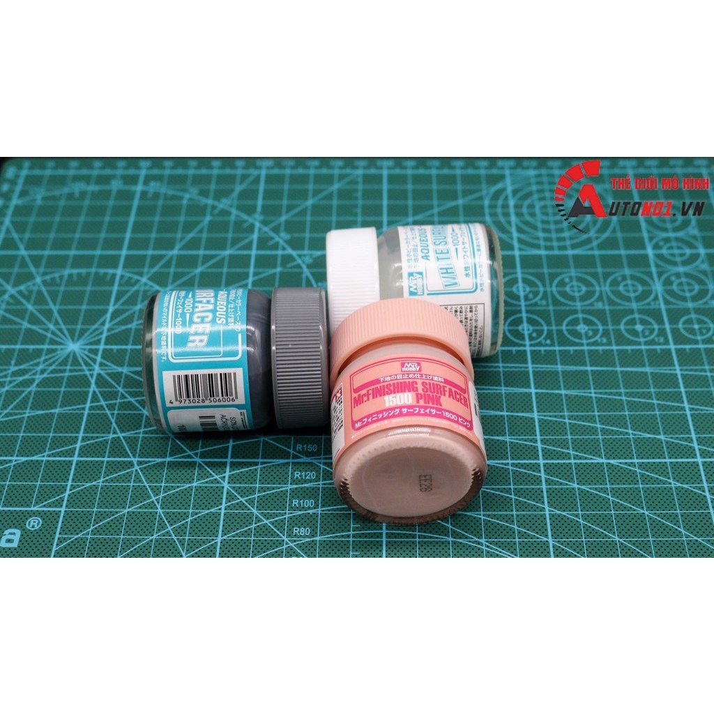 SƠN LÓT MÔ HÌNH AQUEOUS ACRYLIC MÀU XÁM - TRẮNG MR.SURFACER 40ML MR.HOBBY