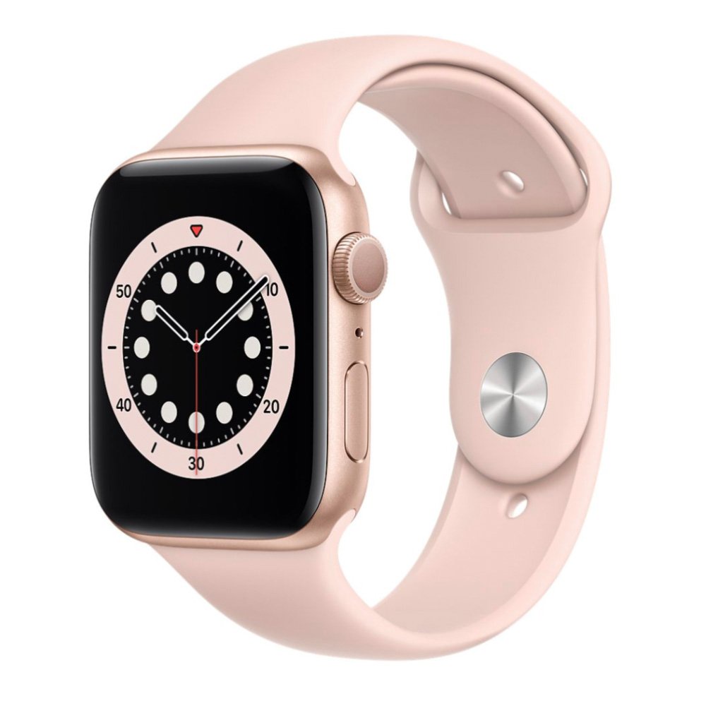 Đồng hồ AW Series 4 40mm 99% GPS Vàng Gold viền nhôm, dây cao su Hồng nhạt