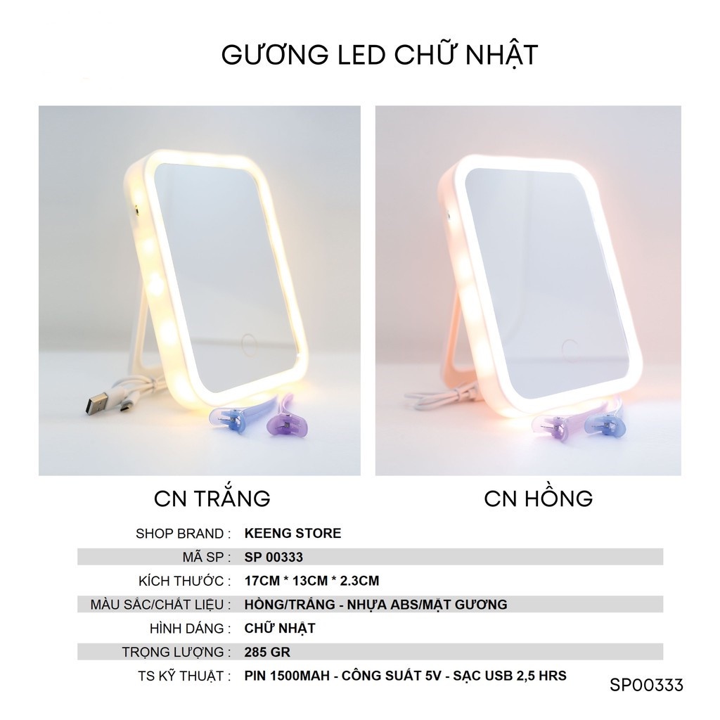 Gương để bàn cảm ứng đèn led cảm ứng để bàn trang điểm,có 3 chế độ sáng