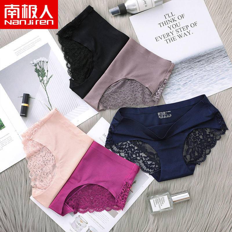 Quần lót 100% Cotton không đường may phối ren quyến rũ cho nữ