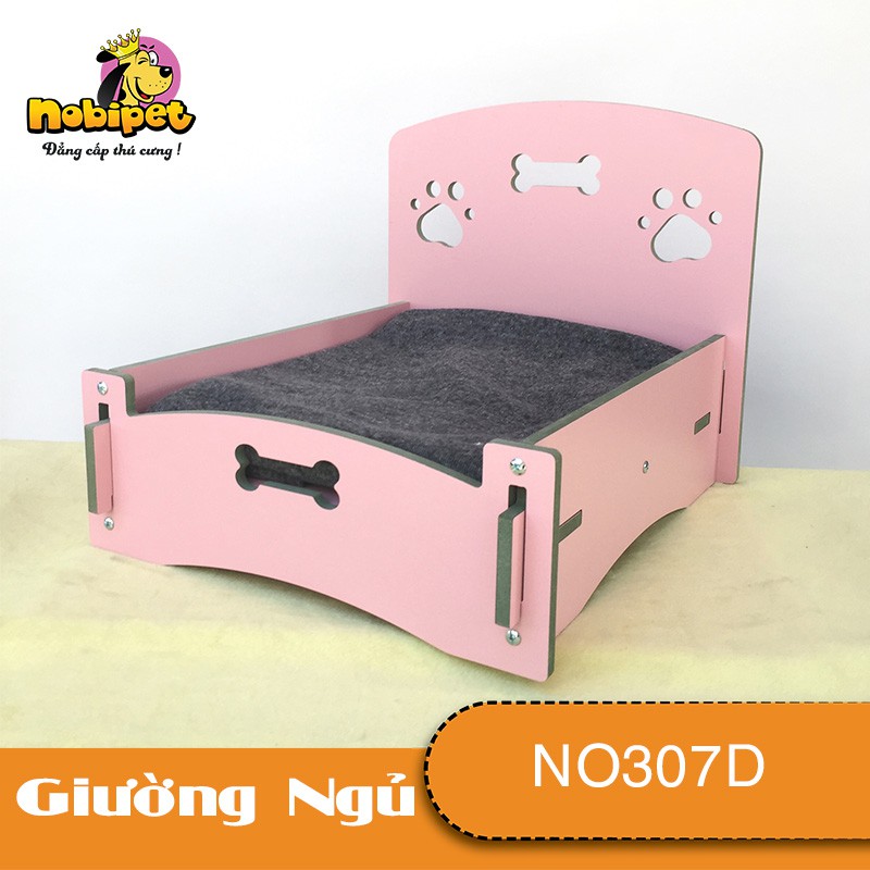 Giường Ngủ Gỗ Lắp Ráp Queen Mini Màu Hồng Cho Dòng Chó Mèo Nhỏ