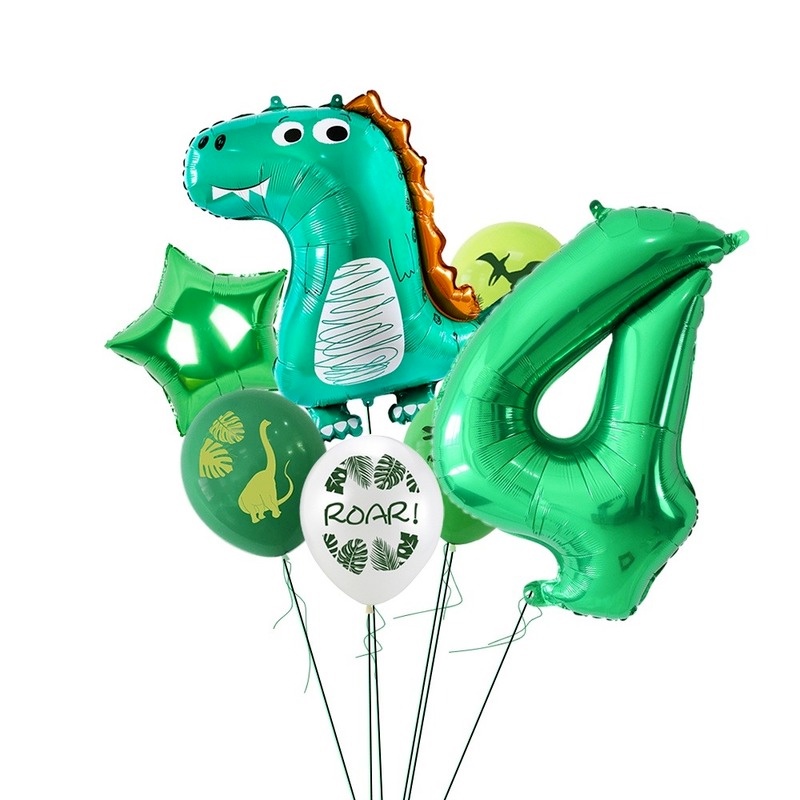 Set 7 Bong Bóng Lá Nhôm Hình Khủng Long Trang Trí Tiệc Sinh Nhật Cho Bé