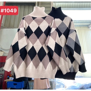 [M1049] Áo Len Chám Cổ Lọ Vintage