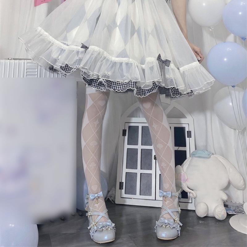 Vớ dài qua gối kẻ sọc phong cách lolita Nhật Bản gothic cho nữ