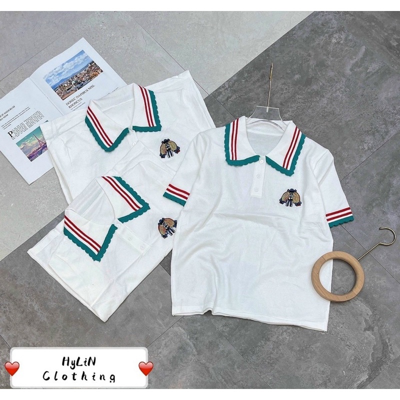 Áo Phông nữ polo [HOT🔥] phối viền xanh đỏ chất len mongtoghi siêu mềm mịn | BigBuy360 - bigbuy360.vn