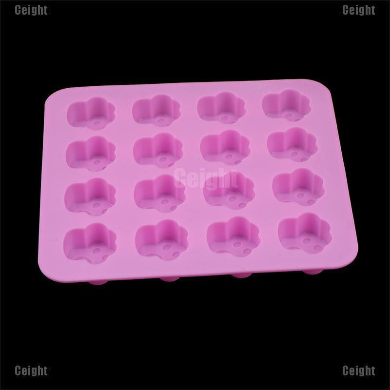 Khuôn Làm Bánh Quy 16 Lỗ Hình Dấu Chân Chó Mèo Bằng Silicone