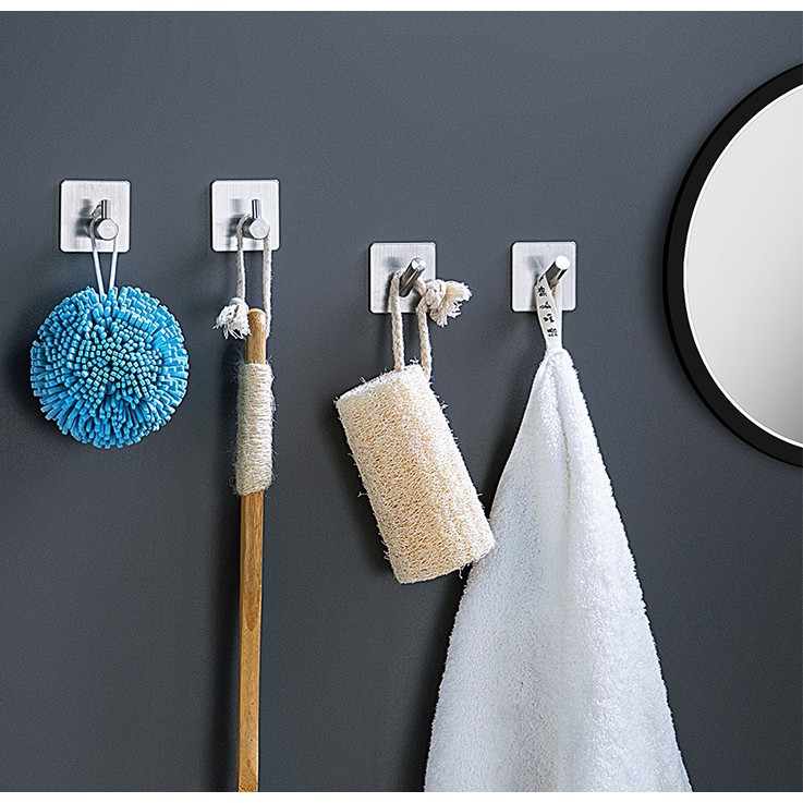 Combo 10 Móc Dán Tường Treo Đồ Nhà Tắm Inox 304 Keo Dán 3m Siêu Dính