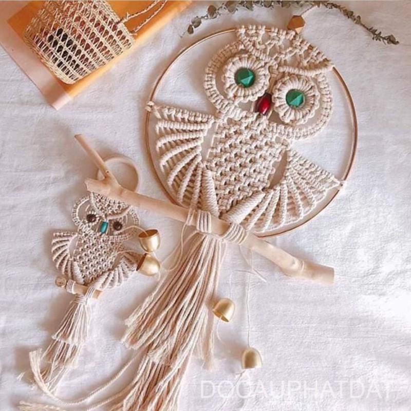 Dây thừng handmade macrame chất liệu cotton màu trắng ngà, kem