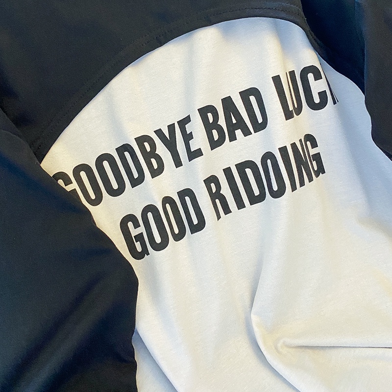 Áo thun ZHELIHANGFEI tay dài dáng rộng giả hai lớp in họa tiết chữ cái dễ phối đồ thời trang trẻ trung dành cho nữ