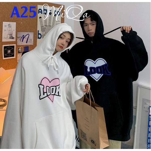 Áo Nỉ Bông Thời Trang UNISEX Hoạ Tiết Look Trái Tim Cute / HOODIE FREESIZE 💜 MiQa | BigBuy360 - bigbuy360.vn