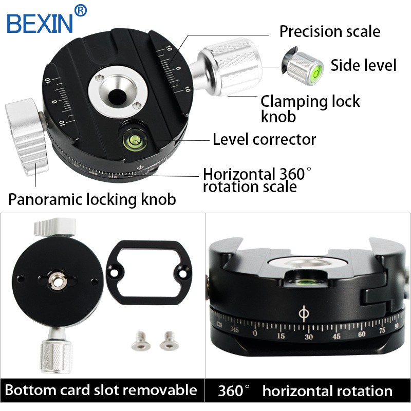 BEXIN QJ07 Quick Release Clamp Camera Mount Clip Tripod Plate Adapter 360 Rotate Panoramic Clamp For DSLR Camera