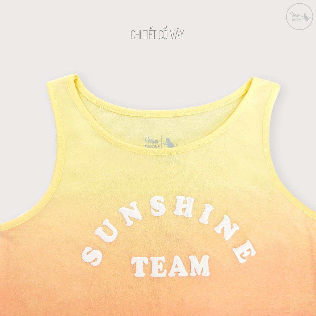 Đầm Cho Bé Gái Miss Meow Tới Size Đại . Váy Cotton Thun Sát Nách BG in Sunshine Team