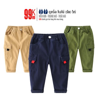 Quần KAKI bé trai WELLKIDS quần dài cho bé họa tiết túi hộp chất vải kaki hàng xuất Âu Mỹ