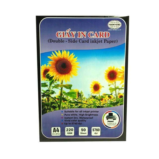 Giấy In Card Visit 2 Mặt Mạnh Hưng Định Lượng 220gsm (50 Tờ/Ram)