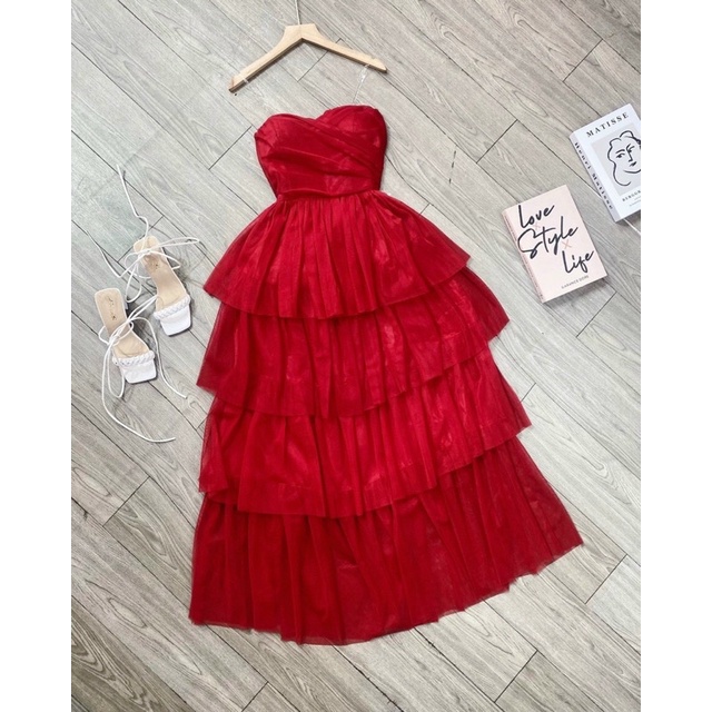 Đầm maxi lưới tầng cúp ngực đi dự tiệc, đi biển 4 màu