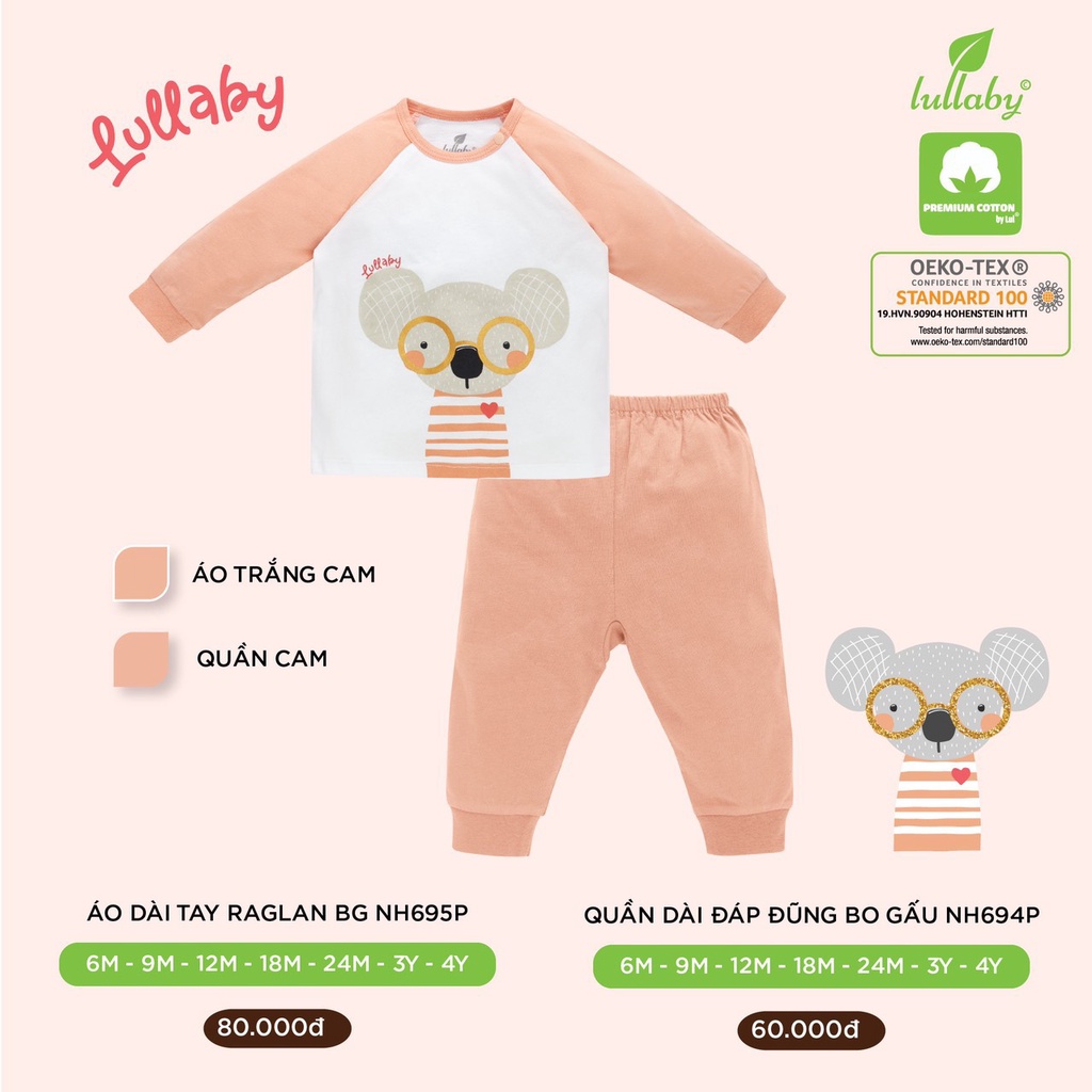 Bộ dài tay raglan cotton cao cấp Lullaby 2021 (9m-4y)