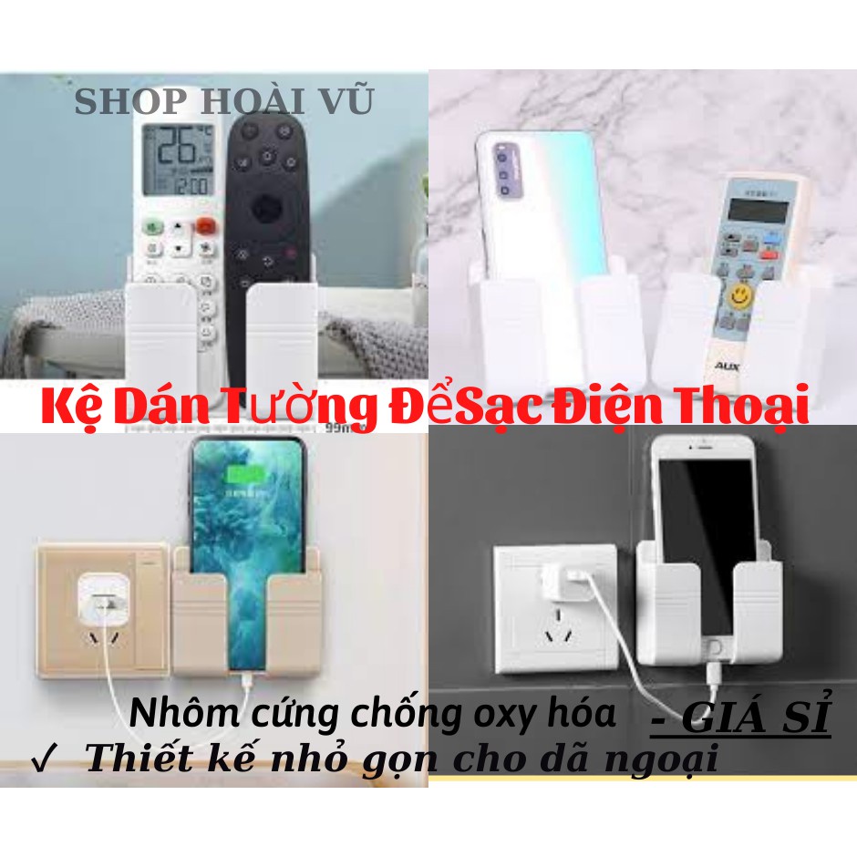 Kệ Dán Tường Để Remote, Đồ Dùng/ Giá Đỡ Sạc Điện Thoại Dán Tường Không Cần Khoan Tiện Lợi / Màu Ngẫu Nhiên / GIÁ ĐT
