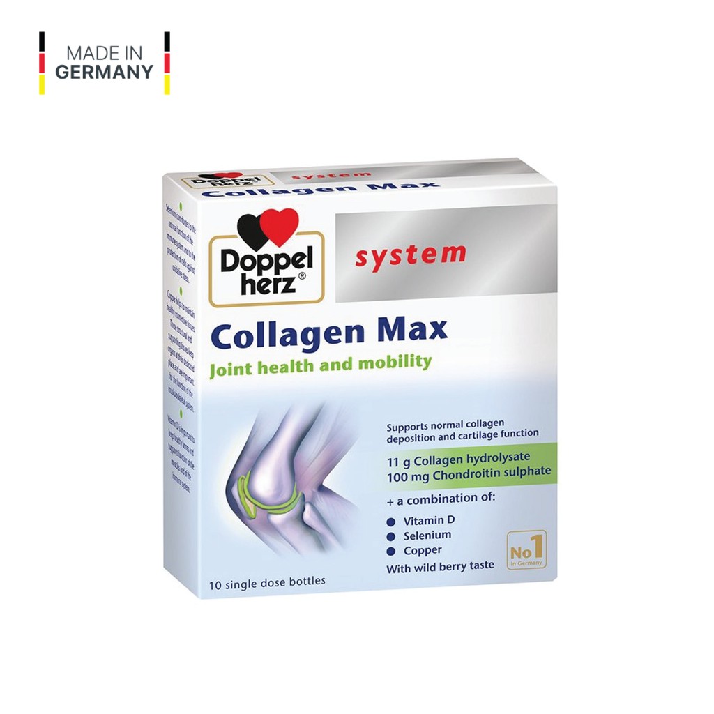 [TPCN Nhập Khẩu] Collagen thuỷ phân tăng độ linh hoạt của khớp Doppelherz Collagen Max (Hộp 10 ống/30 ống)