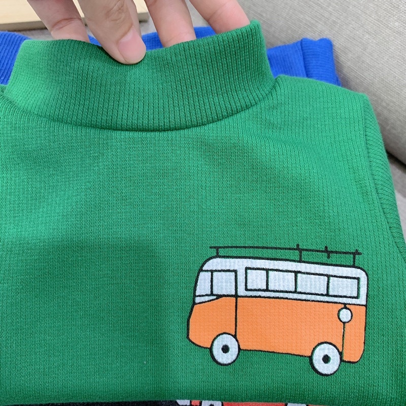 Áo giữ nhiệt 3p in hình ô tô ngộ nghĩnh cho bé trai, chất len tăm Thu Đông 2022
