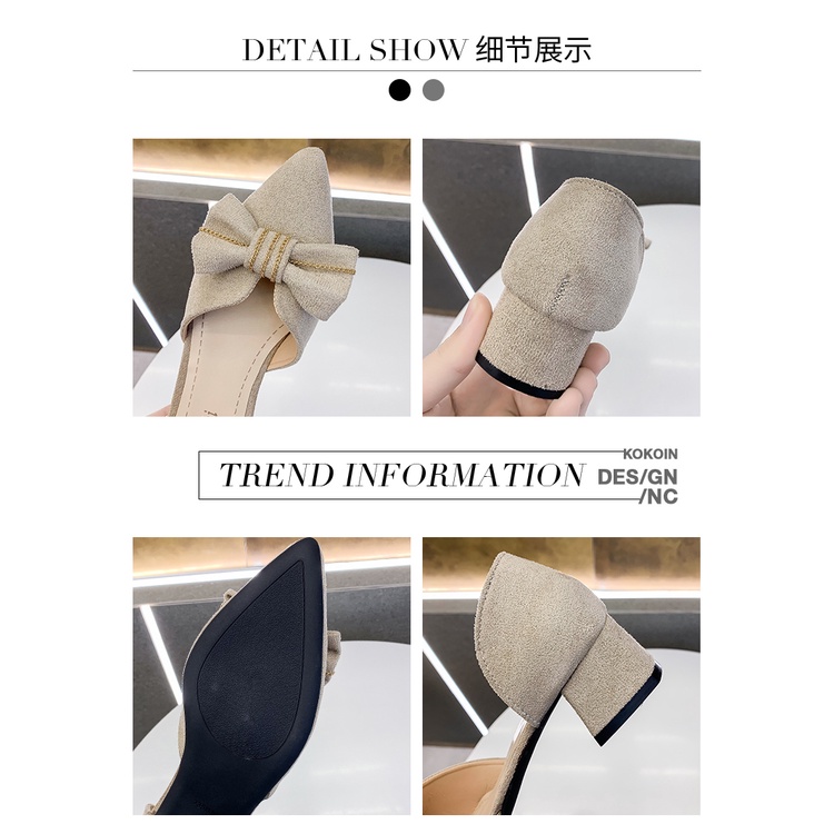 Single Shoes Female Spring And Autumn 2021 New Pointed Thick With Fairy Shoes Warm With Sweet Bow Hollow Women's Shoes