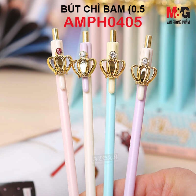 Bút chì bấm 0.5mm M&amp;G AMPH0405 đâu có gắn vương miện màu vàng