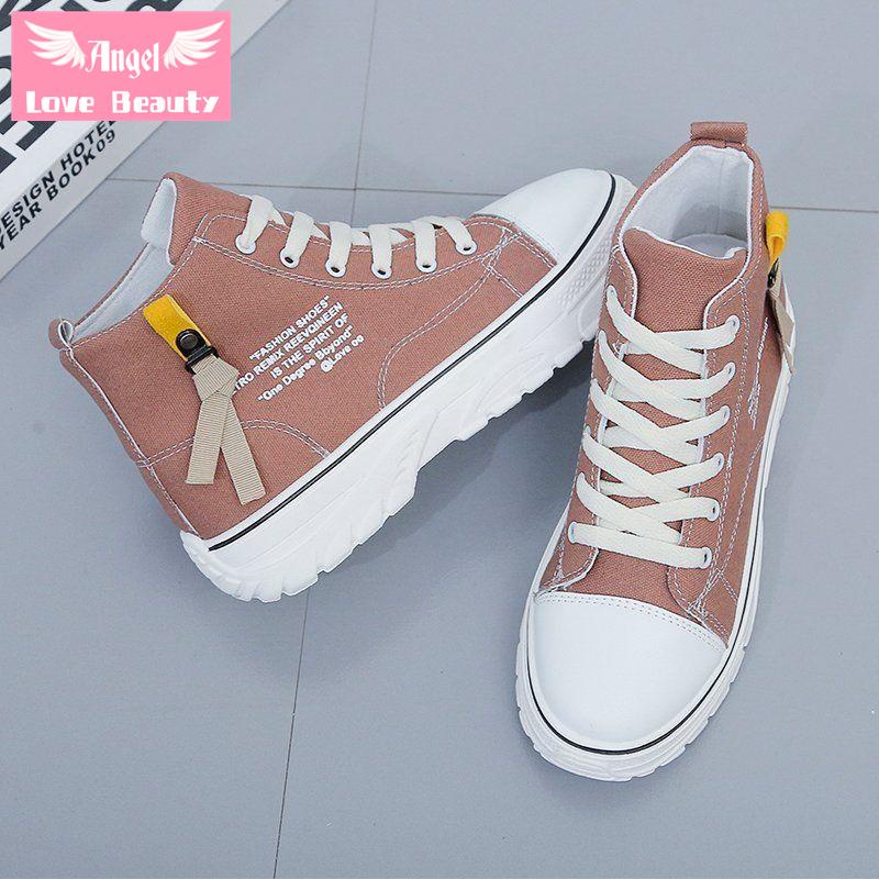 Hàng Có Sẵn ~ Bán Chạy Giày Thể Thao Canvas Đế Dày Cổ Cao Phong Cách Mới 2022 Dễ Phối Đồ Phong Cách Retro Cho Nữ Sinh