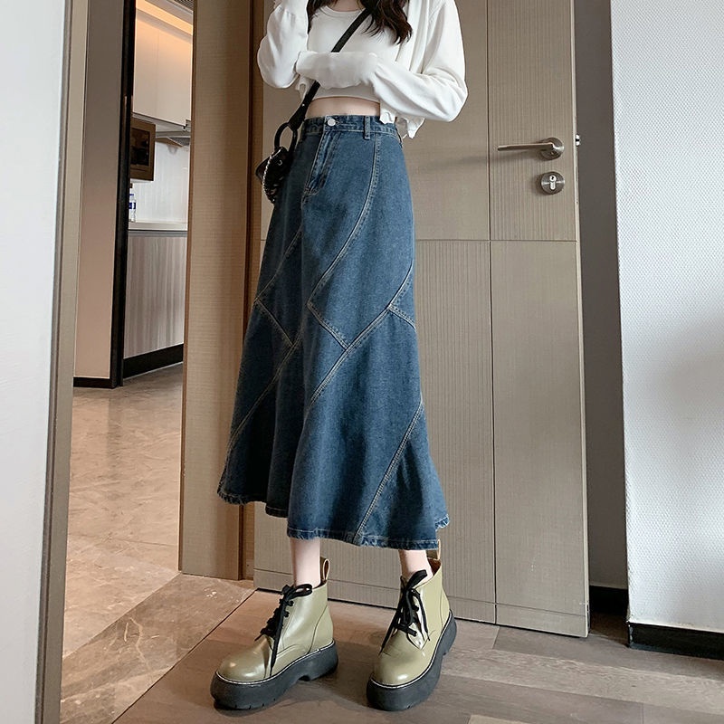 Chân Váy Denim Đuôi Cá Dáng Chữ a Lưng Cao Thời Trang Mùa Hè Mới Cho Nữ