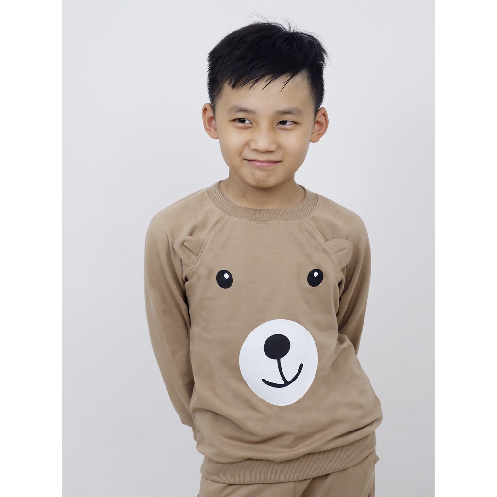Bộ quần áo thu đông Icotton hình Gấu màu nâu