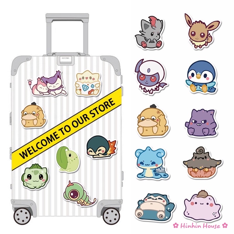 Set 50 Sticker Chibi Chống Thấm Nước Chủ đề Manga Amine PKM Dễ Thương Dán Vali, Mũ Bảo Hiểm, Laptop, Guitar, Ván Trượt..