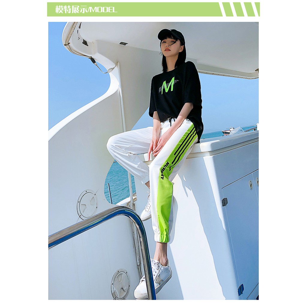 Quần jogger JEWIS trắng - vạt xanh đen - J57