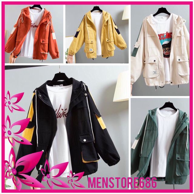 Áo khoác kaki nam nữ form rộng 6 túi hộp có ảnh thật