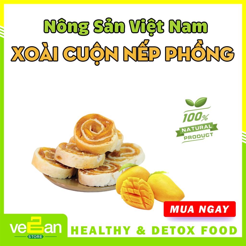 Xoài Cuộn Nếp Phồng | Vegan Store | Trái cây sấy dẻo | Ăn vặt đẹp da | Healthy Fruit | Thơm Ngon Tuyệt Vời | Gói 10 gr