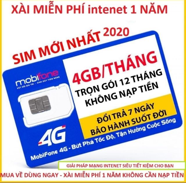 SIM 4G MOBI TRỌN GÓI MIỄN PHÍ 1 NĂM XÀI INTERNET