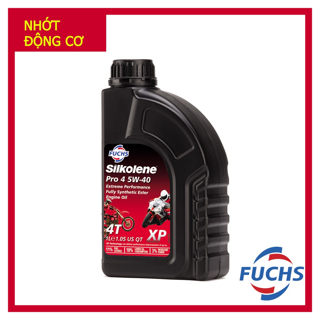 [Chính hãng] Nhớt tổng hợp Fuchs Silkolene Pro 4 5W40 XP (Chai 1 Lít) - Nhập khẩu UK