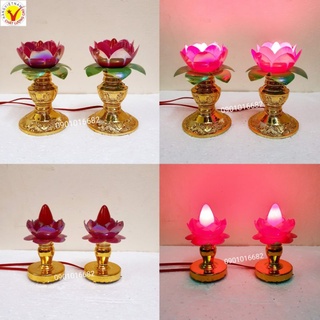Đèn thờ bông sen (1 cặp) kiểu dáng truyền thống, trang nhã, phù hợp với tất cả các loại ban thờ