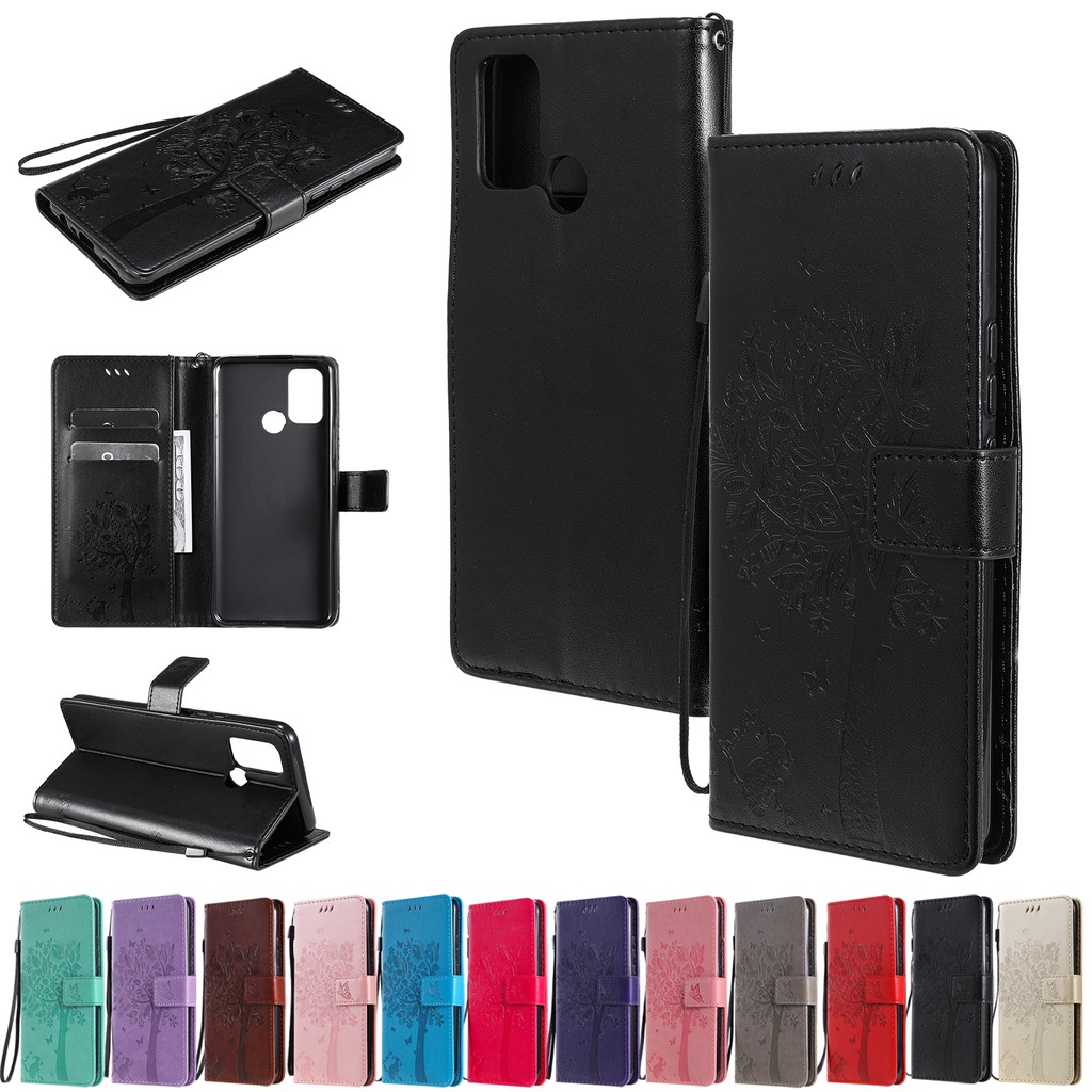 Bao da điện thoại họa tiết cây và mèo dập nổi cho OPPO REALME 7 / REALME 7 PRO / REALME 7I / REALME C17 | BigBuy360 - bigbuy360.vn