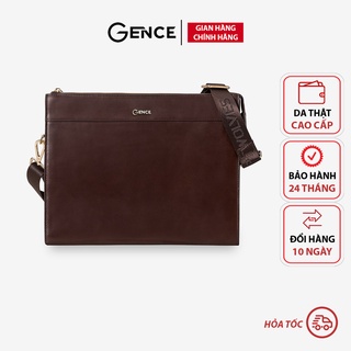 Túi Clutch da nam công sở chính hãng Gence da bò NAPPA màu nâu đựng tài liệu A4 CL05