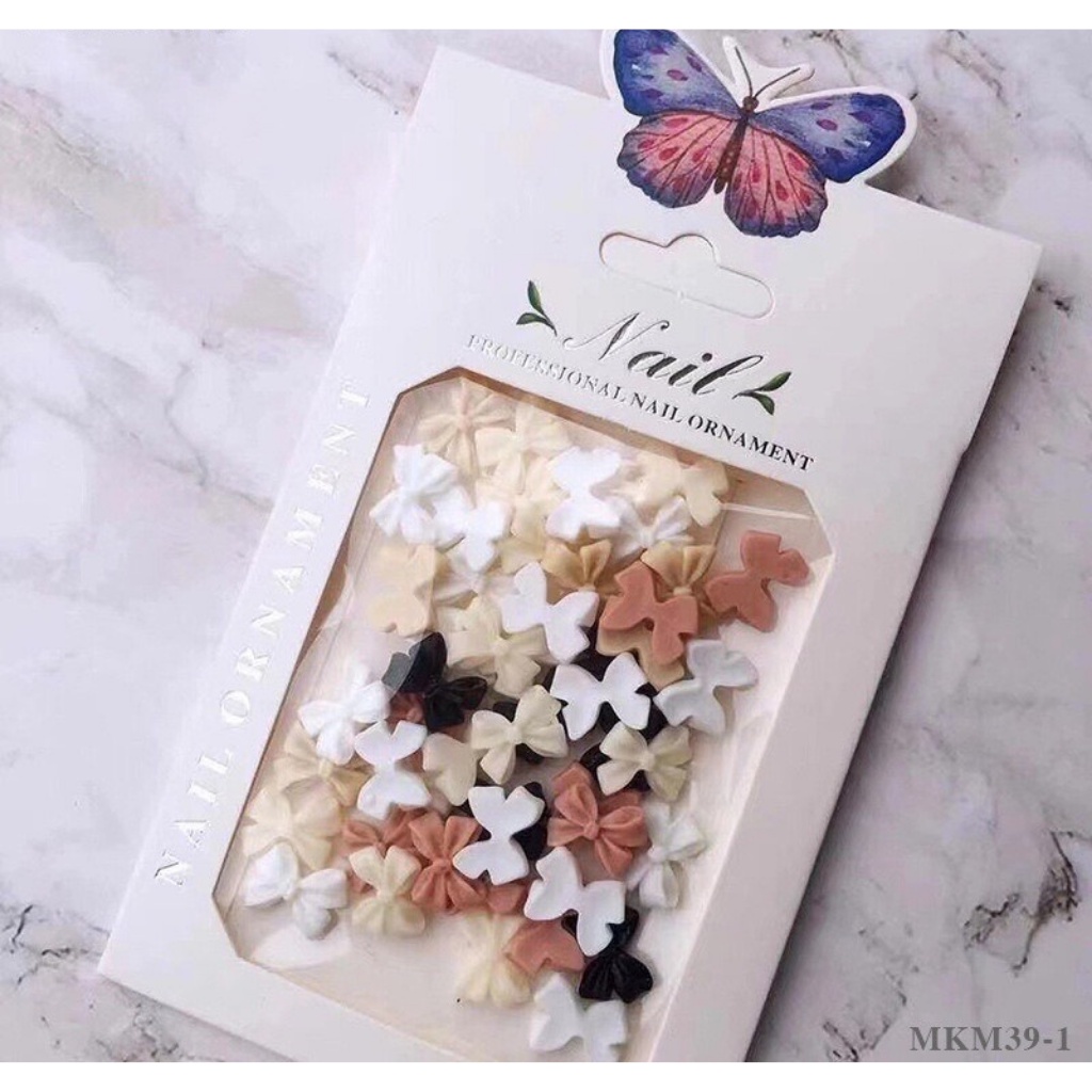 Charm nail hoa, gấu, thỏ, nơ nhựa, phụ kiện gắn móng