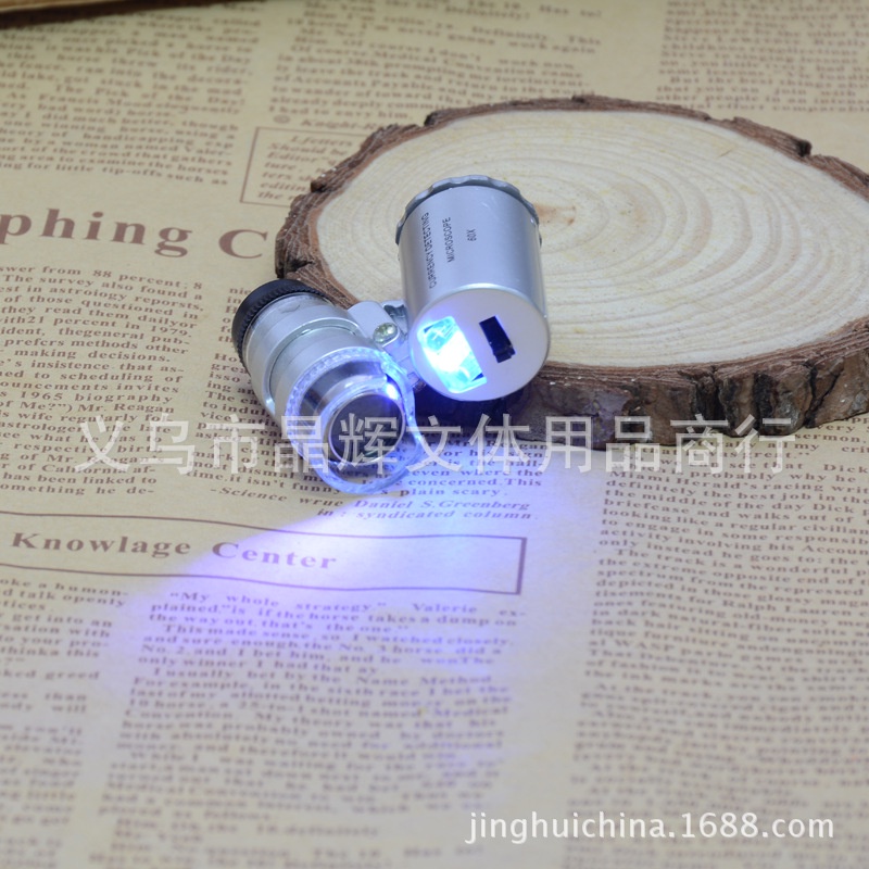 Kính lúp mini 60X có đèn led soi mẫu vật, mạch điện tử, trang sức