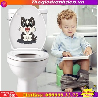 Decal dán toilet in hình icon động vật