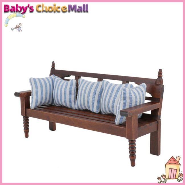 Baby Toys Wooden Doll House Mini Furniture Cushion House Sofa Wood Play With Solid Model