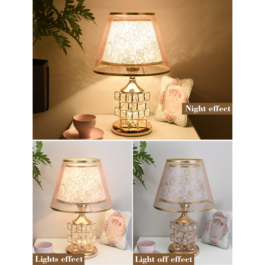 Hộ gia đình đơn giản hiện đại phong cách châu Âu Đèn bàn pha lê LED  phòng ngủ đèn ngủ nghiên cứu đèn trang trí đèn bàn đèn pha lê