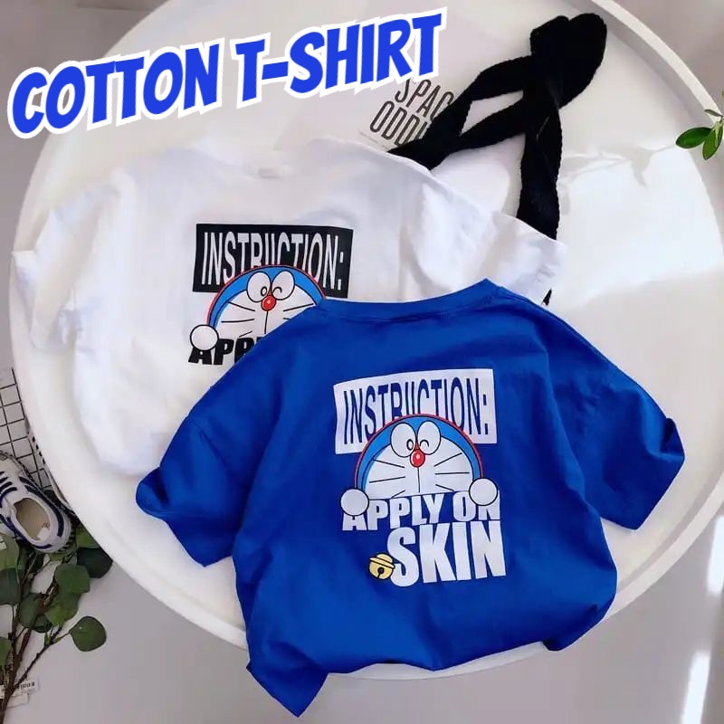 Áo Thun 100% cotton Tay Ngắn In Họa Tiết Hoạt Hình Dễ Thương Thời Trang Mùa Hè Cho Bé Trai Và Gái