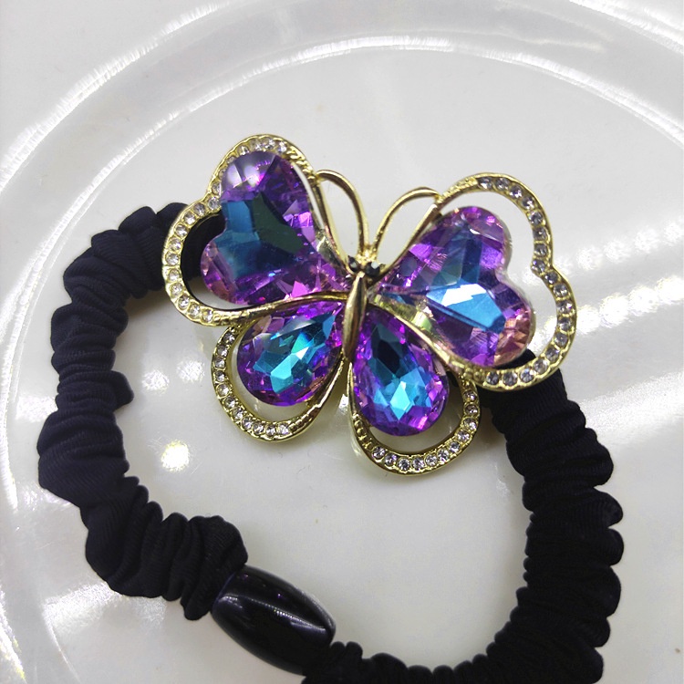 Dây Buộc Tóc Cao Su Co Giãn Phối Họa Tiết Cánh Bướm Đính Đá Pha Lê Phong Cách Hàn Quốc 2022 Thời Trang Cho Nữ