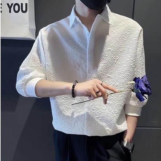 Áo Sơ Mi Tay Ngắn Dáng Rộng Màu Trơn Đơn Giản Thời Trang Hàn Quốc Cho Nam fashion áo nam đẹp simple lụa áo nam tay lỡ áo sơ mi nam ngắn tay áo sơ mi nam form rộng